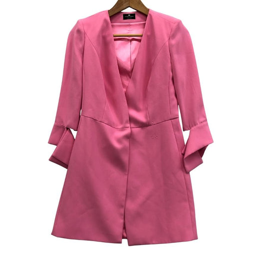美品◆エリザベッタ フランキ ノーカラーコート ダブルブレスト ピンク サイズ40 ELISABETTA FRANCHI 【AFB14】