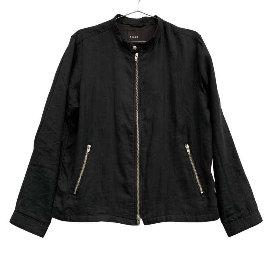 中古◆ビームス ライダースジャケット トップス 亜麻素材 2020S  ブラック サイズ フリー メンズ BEAMS 【AFB11】