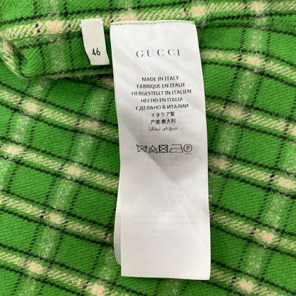 中古◆グッチ ネルシャツ ウール チェック メンズ グリーン サイズ46 GUCCI 【AFB18】