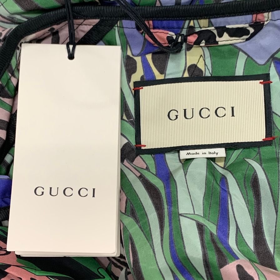 新品同様◆グッチ 19SS ナイロンジャケット マルチカラー アニマル柄 タイガー メンズ サイズ38 576968 GUCCI 【AFB26】