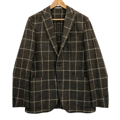 ボリオリ テーラードジャケット ドーバー チェック柄 ウール ブラウン系 メンズ サイズ48 BOGLIOLI【LA】