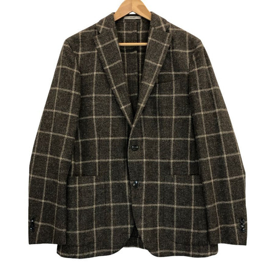 ボリオリ テーラードジャケット ドーバー チェック柄 ウール ブラウン系 メンズ サイズ48 BOGLIOLI【LA】