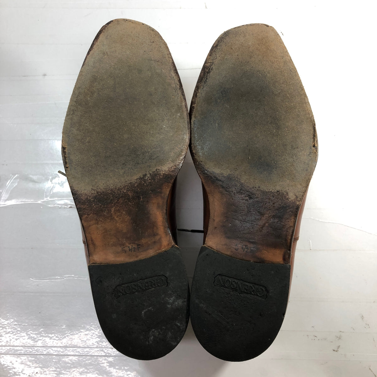 グレンソン レザーシューズ ストレートチップ 22346 カーフ ブラウン  サイズUK5.5F GRENSON 約24.0cm【AFC44-2】