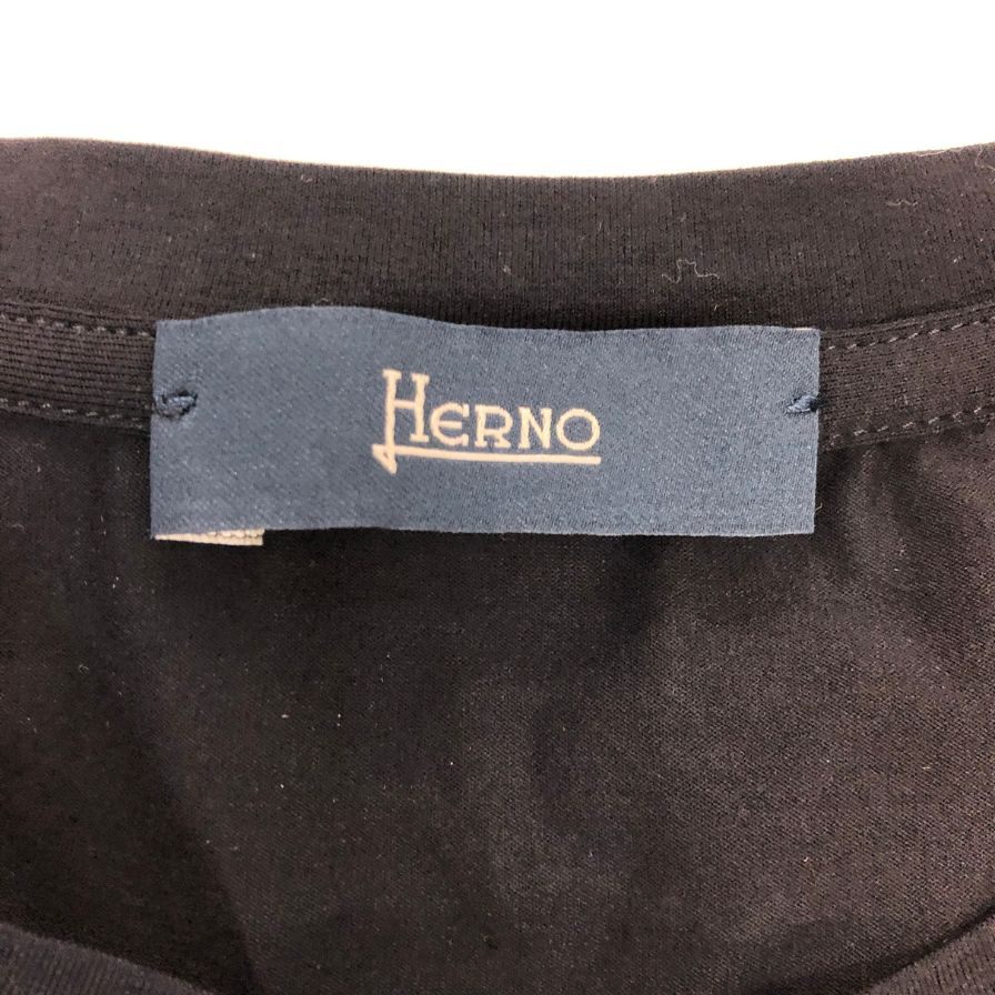 美品◆ヘルノ クルーネック コットン シャツ メンズ サイズ 44 ブラック HERNO 【AFB38】