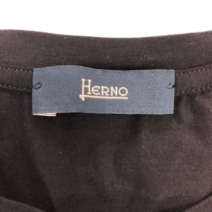美品◆ヘルノ クルーネック コットン シャツ メンズ サイズ 44 ブラック HERNO 【AFB38】