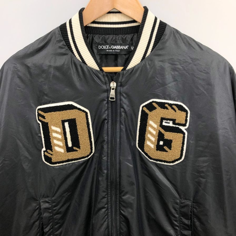 美品◆ドルチェ&ガッバーナ ナイロンブルゾン ロゴワッペン ブラック レディース サイズ42 DOLCE & GABBANA 【AFB13】