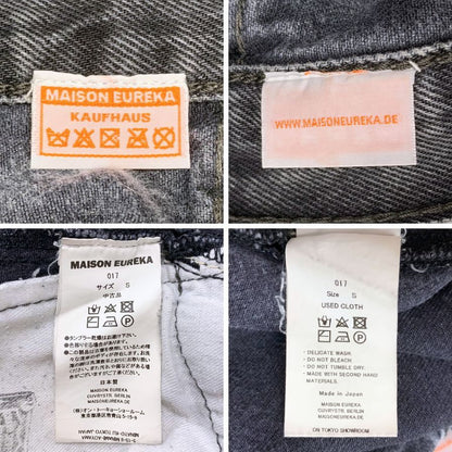 メゾンエウレカ リーバイス ワイドデニムパンツ ユーズド加工 再構築 カットオフ メンズ ブラック系 サイズS MAISON EUREKA LEVIS 【AFB32】