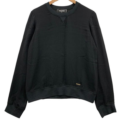 極美品◆ディースクエアード 長袖トップス ラウンドネック シルク100% レディース サイズ44 ブラック Dsquared2 【AFB14】