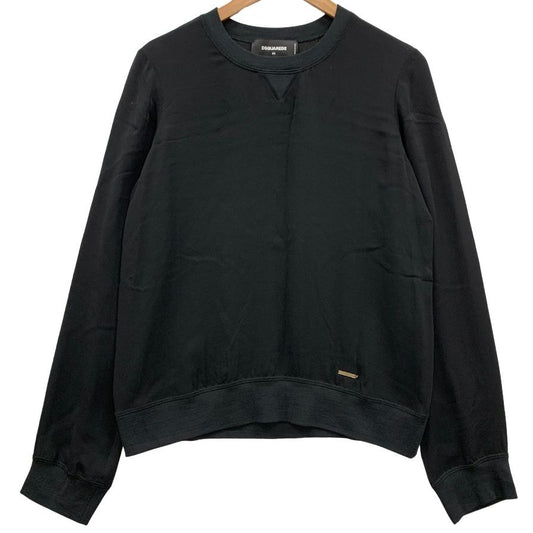 極美品◆ディースクエアード 長袖トップス ラウンドネック シルク100% レディース サイズ44 ブラック Dsquared2 【AFB14】