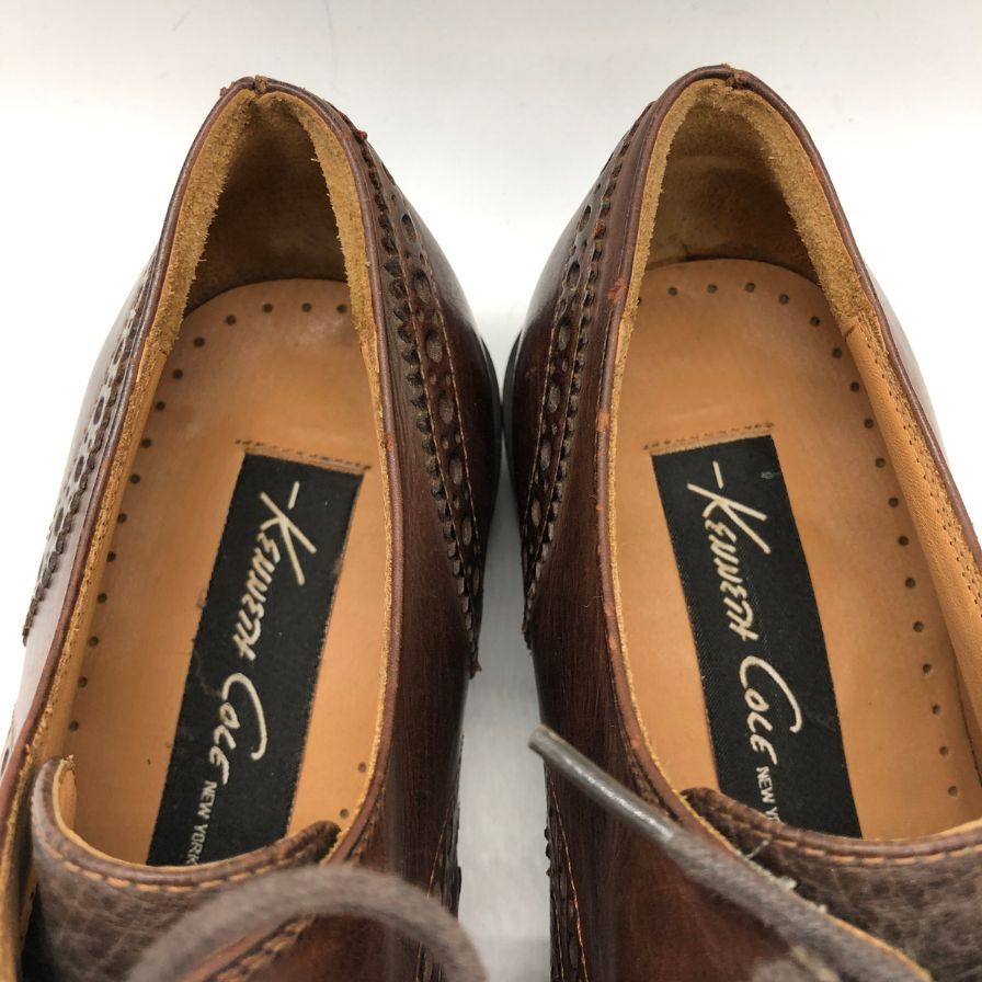 ケネスコール レザーシューズ ウィングチップ 型押し レザー ブラウン サイズ7 KENNETH COLE 約25.0cm【PTM3】