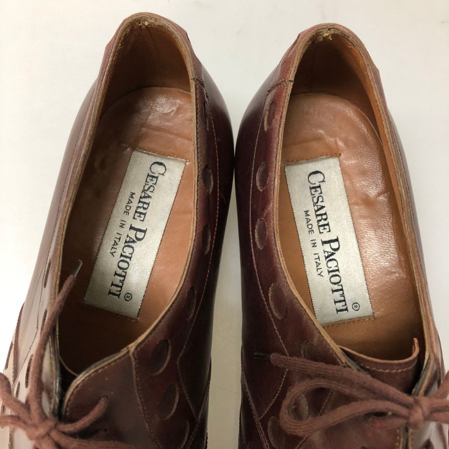 チェザレパチョッティ レザーシューズ 飾り穴 7901 メンズ サイズ6.5 ブラウン系 CESARE PACIOTTI 約25.5cm【AFC44-2】