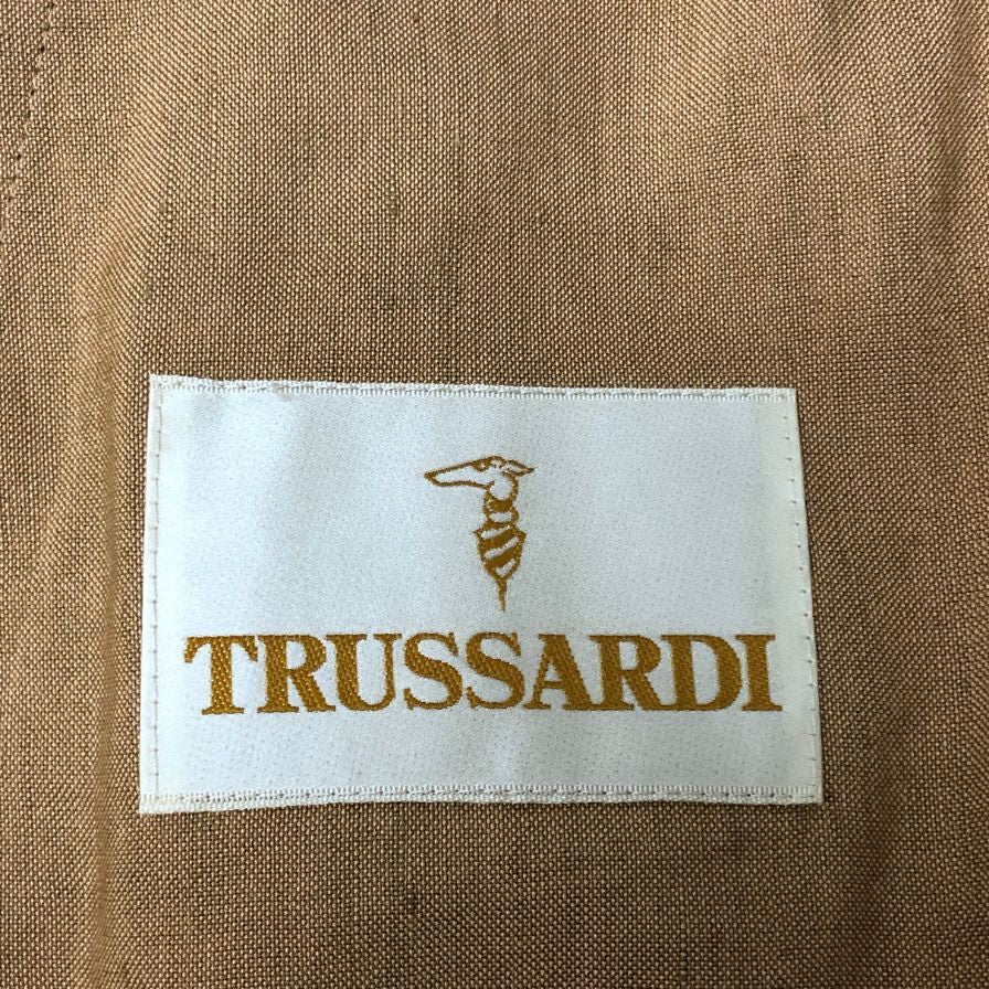 美品◆トラサルディ ブルゾン 比翼 リネン50% シルク50% サイズL ベージュ TRUSSARDI 【AFA22】
