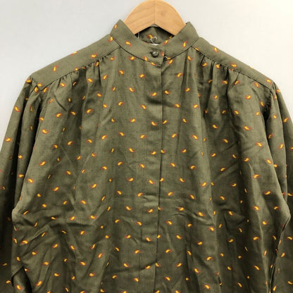 美品◆クリスチャンディオール プレタポルテ シャツ スタンドネック 総柄 レディース サイズS グリーン系 Christian Dior PRET-A-PORTER 【AFB48】