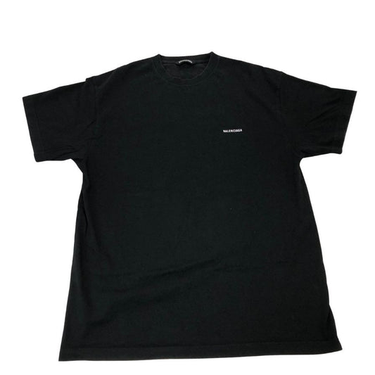 美品◆バレンシアガ Tシャツ コットン 613968  フロントロゴ ブラック サイズM BALENCIAGA 【AFB33】