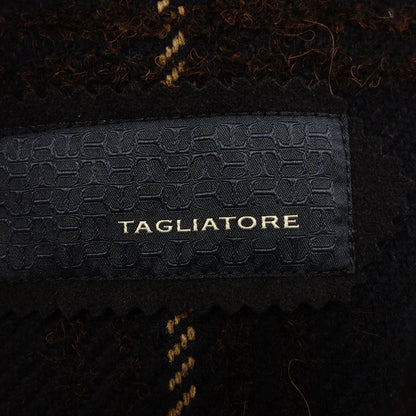 美品◆タリアトーレ ステンカラーコート メンズ サイズ48 チェック柄 ネイビー系 TAGLIATORE【AFB13】