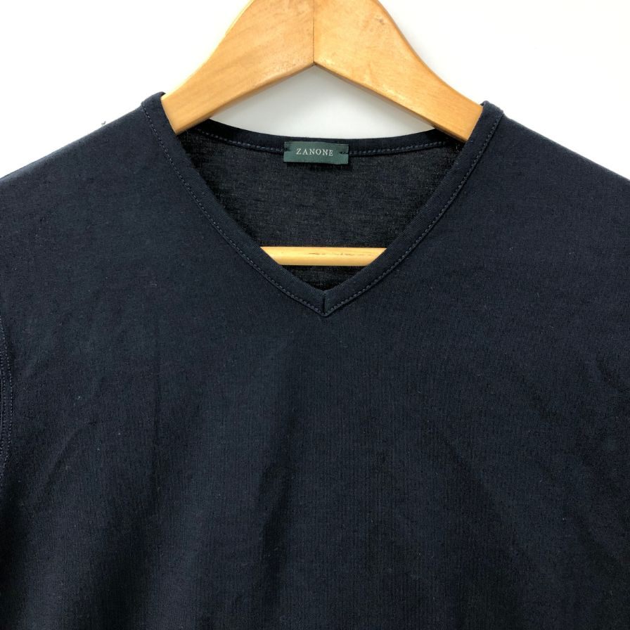 中古◆ザノーネ アイスコットン Vネック Tシャツ メンズ サイズ 44 ネイビー ZANONE 【AFB38】