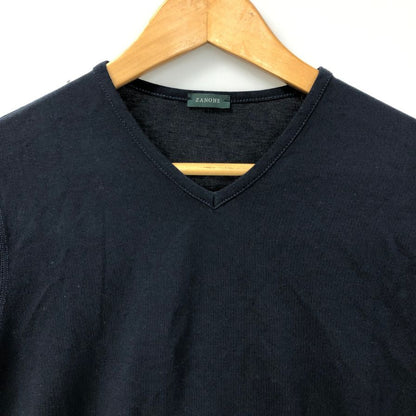 中古◆ザノーネ アイスコットン Vネック Tシャツ メンズ サイズ 44 ネイビー ZANONE 【AFB38】