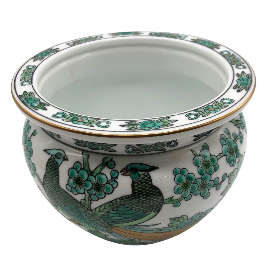 ゴールド イマリ 有田焼 小鉢 手描き 雉 ホワイト＆グリーン GOLD IMARI【AFI26】【中古】