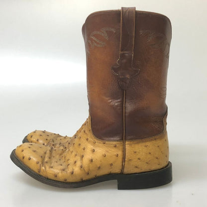 ルケーシー ウエスタンブーツ オーストリッチコンビ メンズ サイズ 8.5D ブラウン LUCCHESE 約26.5cm【AFI30】