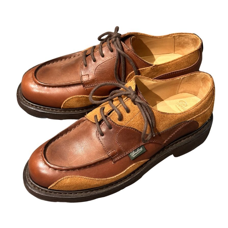 パラブーツ シャンボード Garance カフェ スエードコンビ パッチワーク サイズUK4 メンズ ブラウン Paraboot ビジネスシューズ 約23.5cm【LA】【中古】