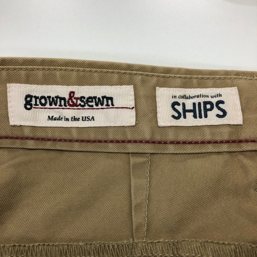 グロウン＆ソーン シップス チノパンツ ボタンフライ ベージュ サイズ30 GROWN&SEWN 【AFB1】