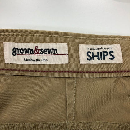 グロウン＆ソーン シップス チノパンツ ボタンフライ ベージュ サイズ30 GROWN&SEWN 【AFB1】