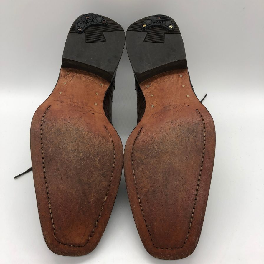 ケネスコール レザーシューズ ウィングチップ 型押し レザー ブラウン サイズ7 KENNETH COLE 約25.0cm【PTM3】