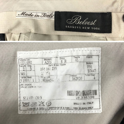 ベルベスト 3Bスーツ ストライプ エクストラファインウール130S ブラック サイズ46 Belvest【AFB34】
