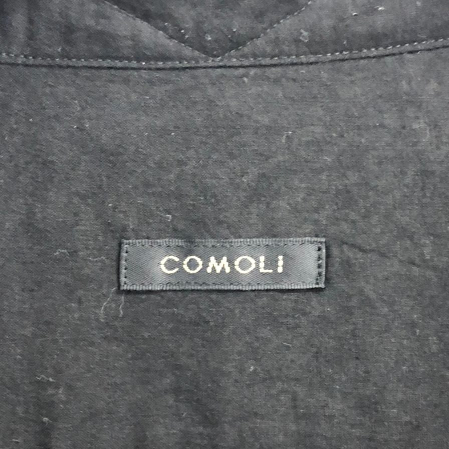 極美品◆コモリ 26SS コモリシャツ KHADI コットン ブラック メンズ サイズ2 D01-02010 COMOLI 【AFB13】