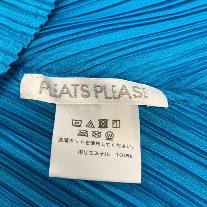 美品◆プリーツプリーズ イッセイミヤケ カットソー ノースリーブ チュニック PP81-JK221 ブルー サイズ3 PLEATS PLEASE 【AFB14】