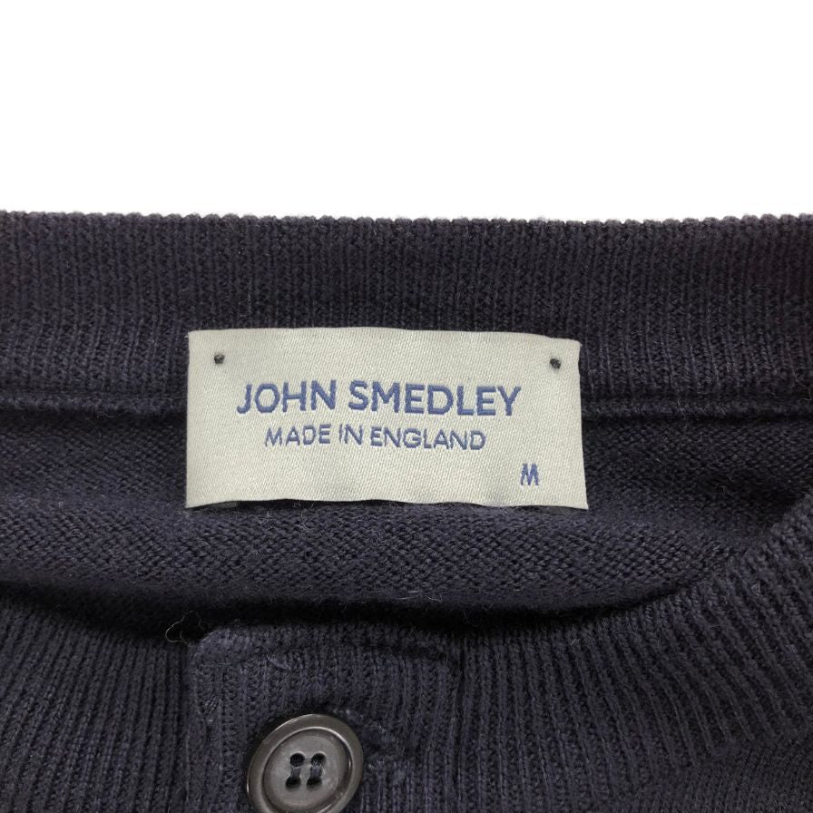 美品◆ジョンスメドレー ヘンリーネックセーター ネイビー メンズ サイズM JOHN SMEDLEY 【AFB14】
