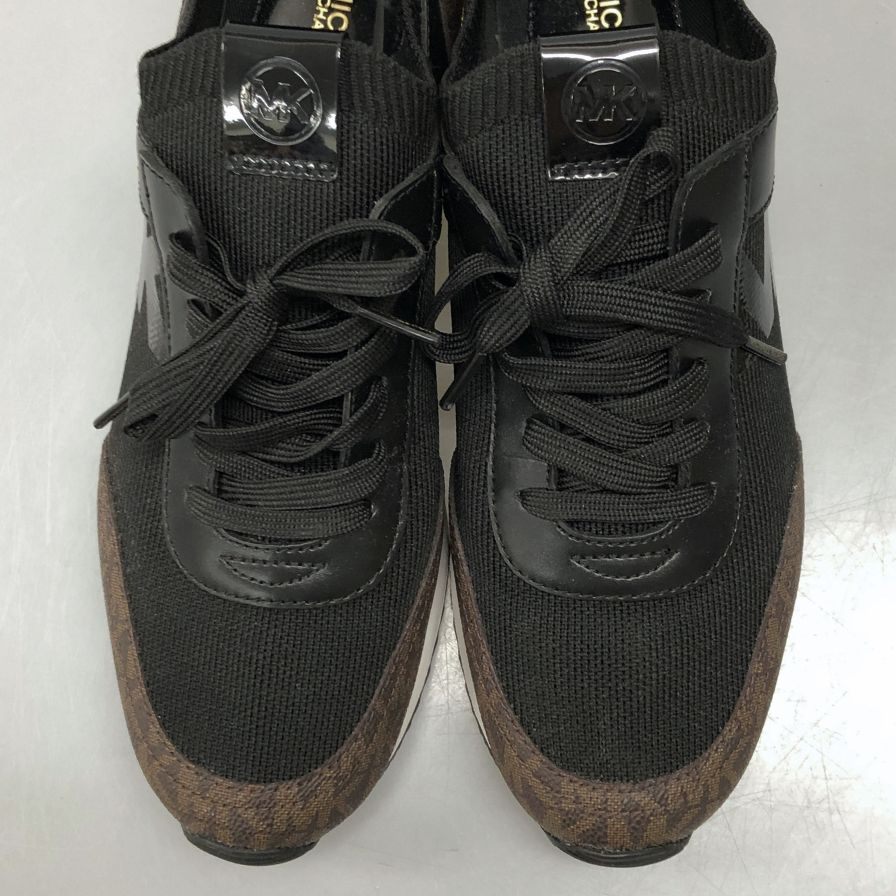 マイケルコース スニーカー ジェンキンス ニット トレーナー レディース US8.0 ブラック×ブラウン MICHAEL KORS 約25.5cm【AFC36】