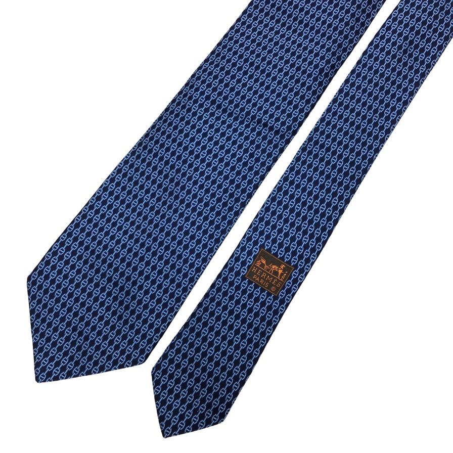 ✨未使用✨ HERMES エルメス　ネクタイ　シェーヌダンクル 良品✨HERMES ネクタイ エルメス シェーヌダンクル 水色 シルク