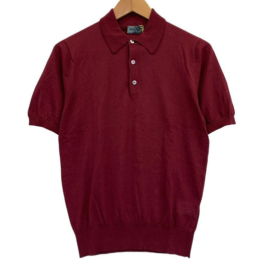 新品同様◆サントニオ ナポリ 半袖ポロシャツ コットン ニット ボルドー メンズ サイズ46 Santonio NAPOLI 【AFB32】