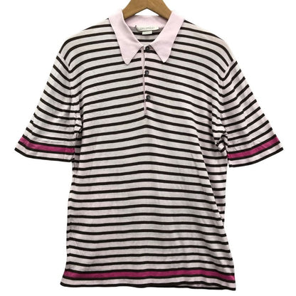 中古◆ジョンスメドレー ニットポロ 半袖 ボーダー ピンク系 メンズ サイズM JOHN SMEDLEY 【AFB6】
