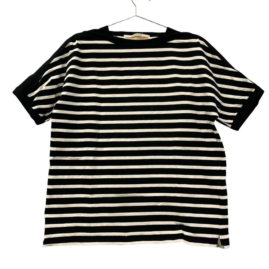極美品◆アンスナム ボーダーＴシャツ バスクシャツ ブラックホワイト メンズ サイズ 3 ANSNAM 【AFB17】