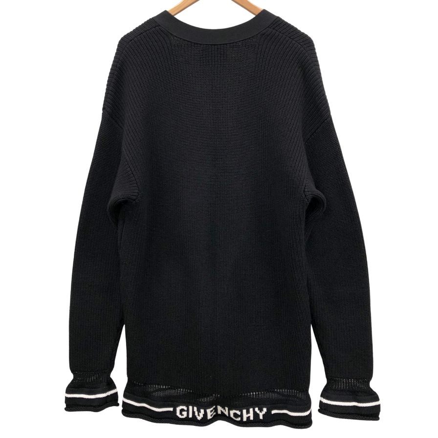 極美品◆ジバンシー フロントジップ ロゴ ニット カーディガン レディース ウール×カシミア サイズS ブラック GIVENCHY 【AFB24】
