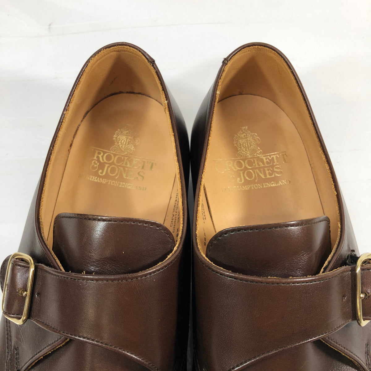 クロケット&ジョーンズ マルバーン シングルモンク カーフ ブラウン UK9.5E メンズ CROCKETT&JONES MALVERN ビジネスシューズ 約28.0cm【LA】【中古】