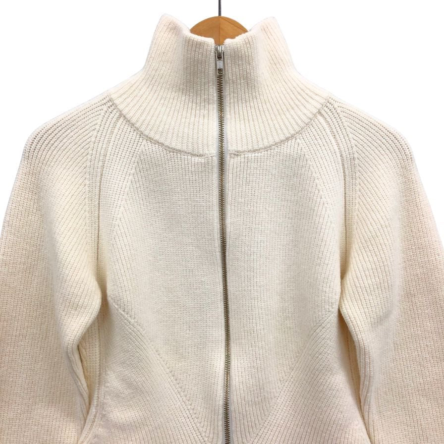極美品◆コラム 22AW ニットカーディガン ジップアップ ホワイト カシミヤ混 レディース サイズF COLUMN 【AFB24】