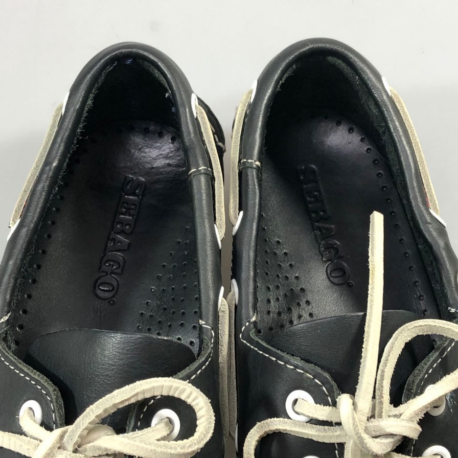 セバゴ レザーシューズ デッキシューズ モカシン メンズ ネイビー  サイズUK6.5 SEBAGO 約24.5cm【AFC31】