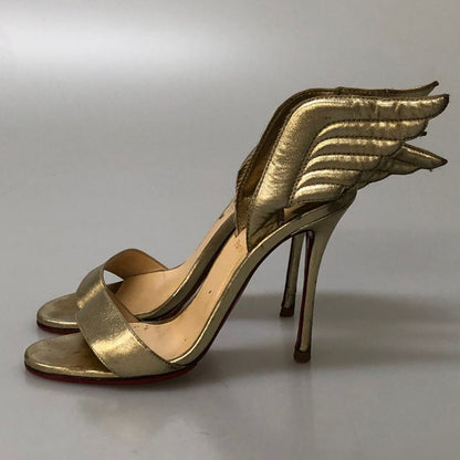 クリスチャンルブタン ヒールパンプス ハイヒール サンダル 羽 ゴールド系 サイズ37 レディース Christian Louboutin 約24.0cm【AFC29】