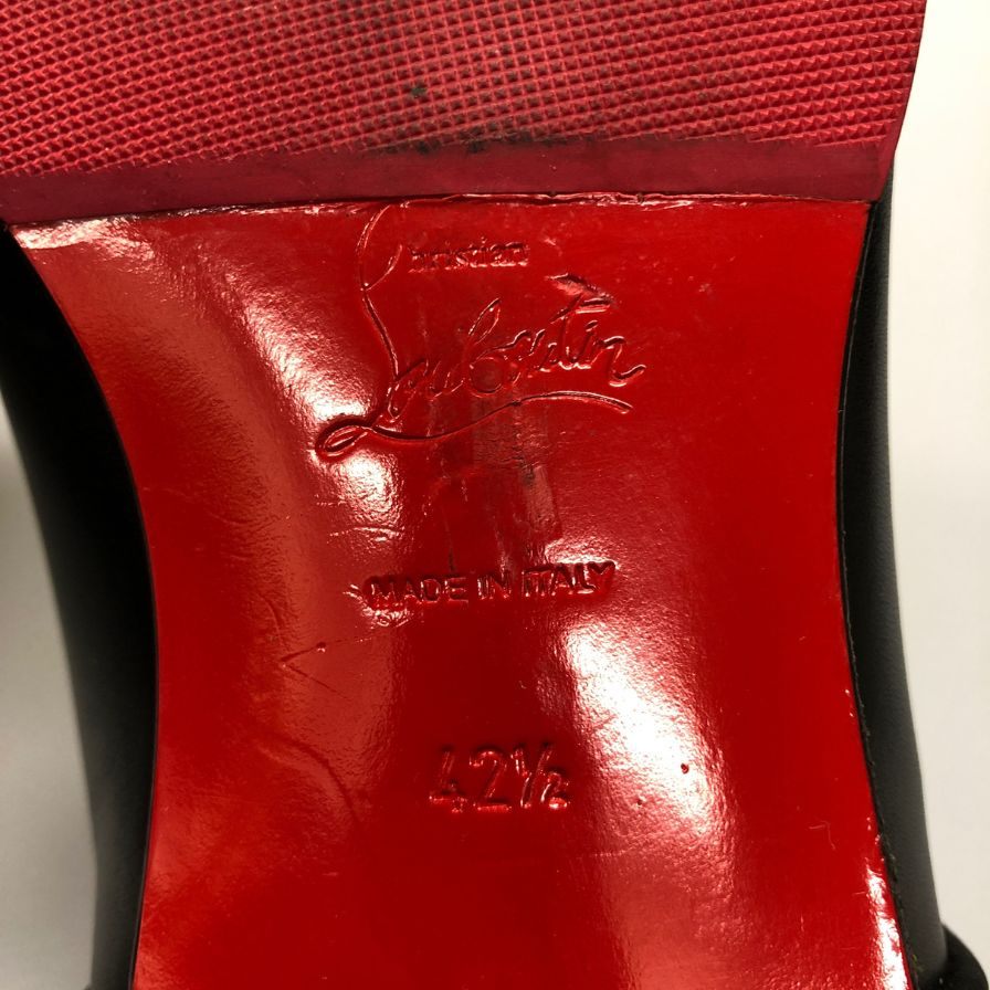 クリスチャン ルブタン レザーシューズ ストレートチップ 内羽根 スタッズ メンズ42.5 ブラック Christian Louboutin 約27.5cm【AFD9-2】