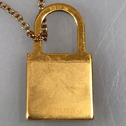 エルメス ネックレス オーケリー PM D刻印 GP×革 エトゥープ×ゴールド HERMES【AFI25】