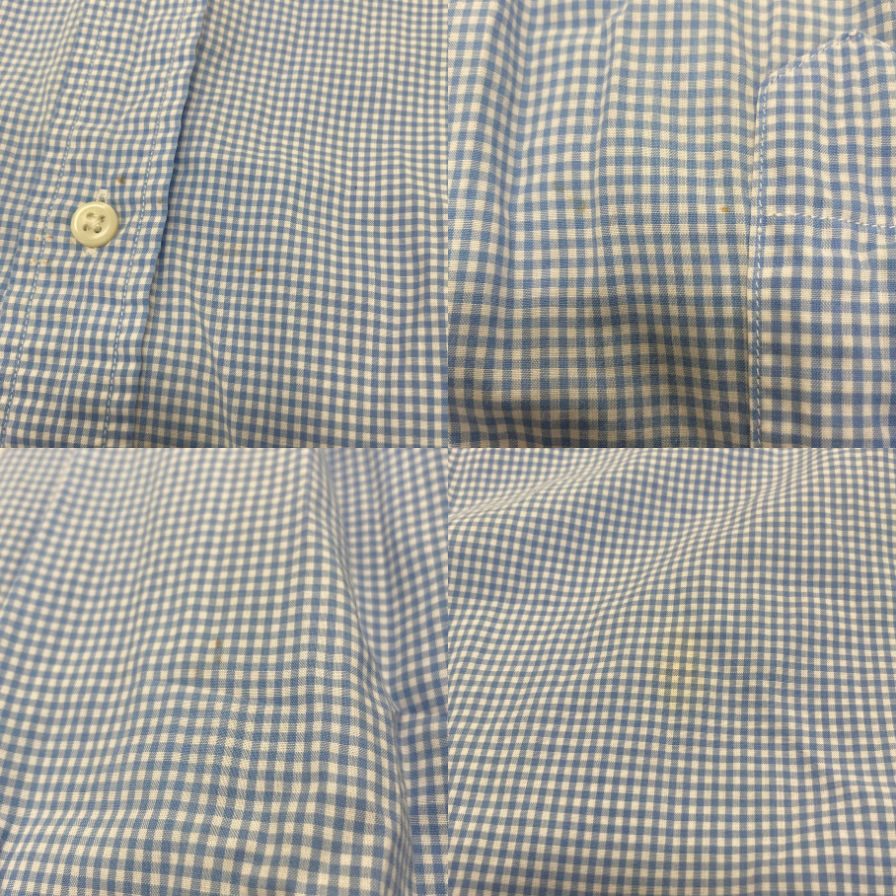 中古◆ラルフローレン ボタンダウンシャツ 90S チェック ブルー メンズ サイズM Ralph Lauren 【AFB27】