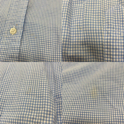 中古◆ラルフローレン ボタンダウンシャツ 90S チェック ブルー メンズ サイズM Ralph Lauren 【AFB27】