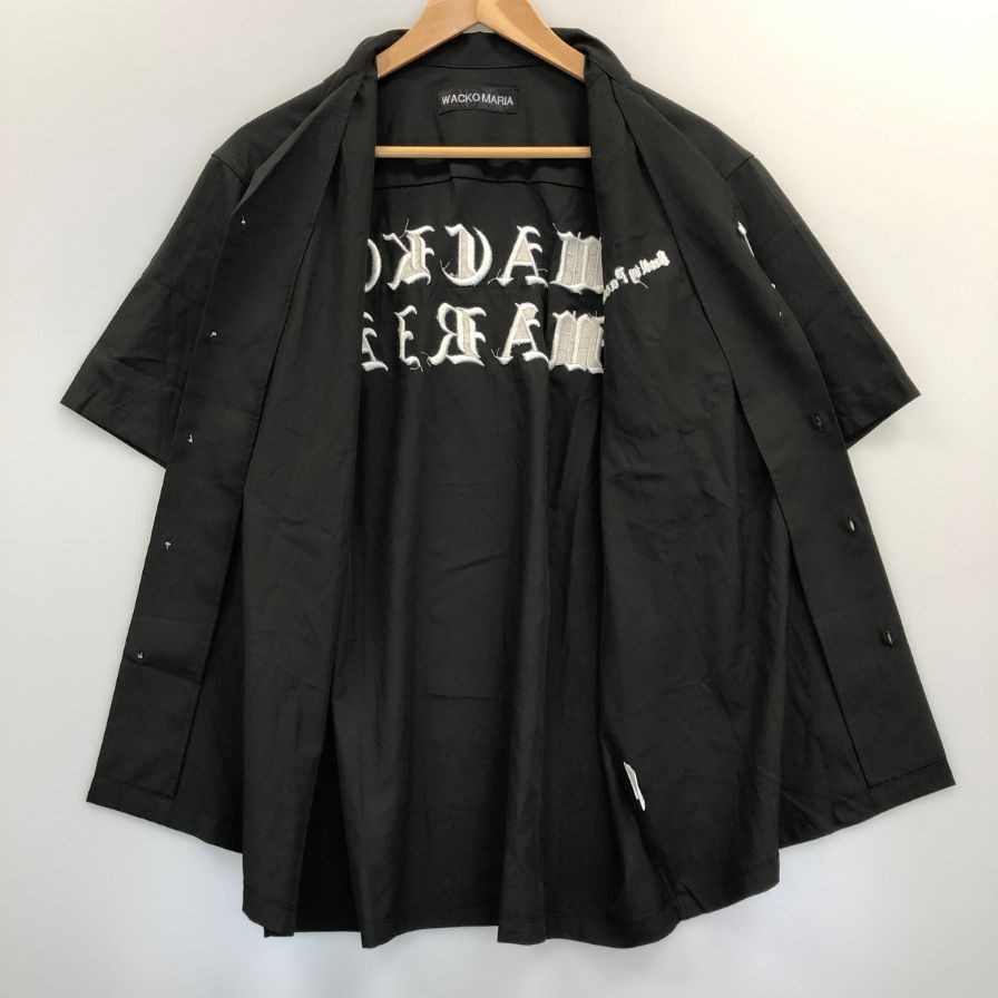 新品同様◆ワコマリア オープンカラーシャツ ブラック メンズ サイズM WACKO MARIA 【AFB39】