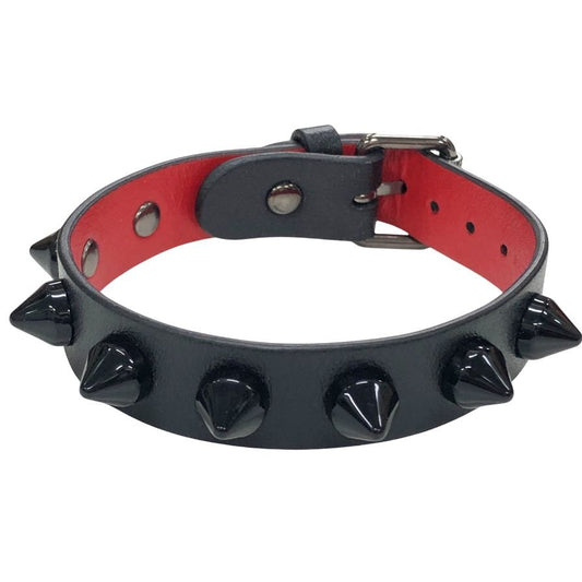 クリスチャンルブタン レザーブレスレット スタッズ ブラック×レッド レディース Christian Louboutin