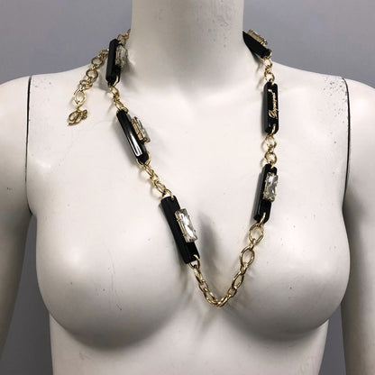 ディースクエアード ネックレス チェーン GP×ストーン レディース ブラック×ゴールド DSQUARED2【AFI14】