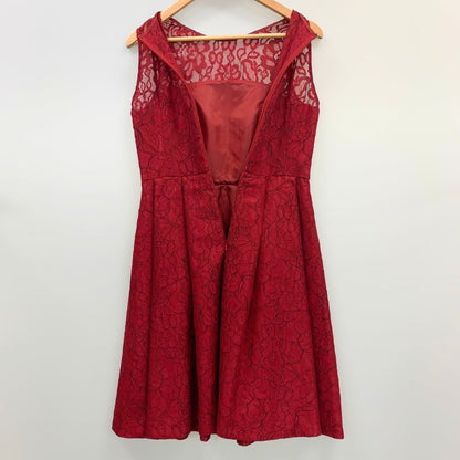 極美品◆グレースコンチネンタル ノースリーブワンピース レース 花柄 レッド系 レディース サイズ36 GRACE CONTINENTAL 【AFB6】