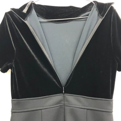 美品◆フォクシーニューヨーク ワンピース ベロア 切替 ハイネック ロング 18910 ブラック レディース サイズ42 FOXEY NEWYORK 【AFB28】